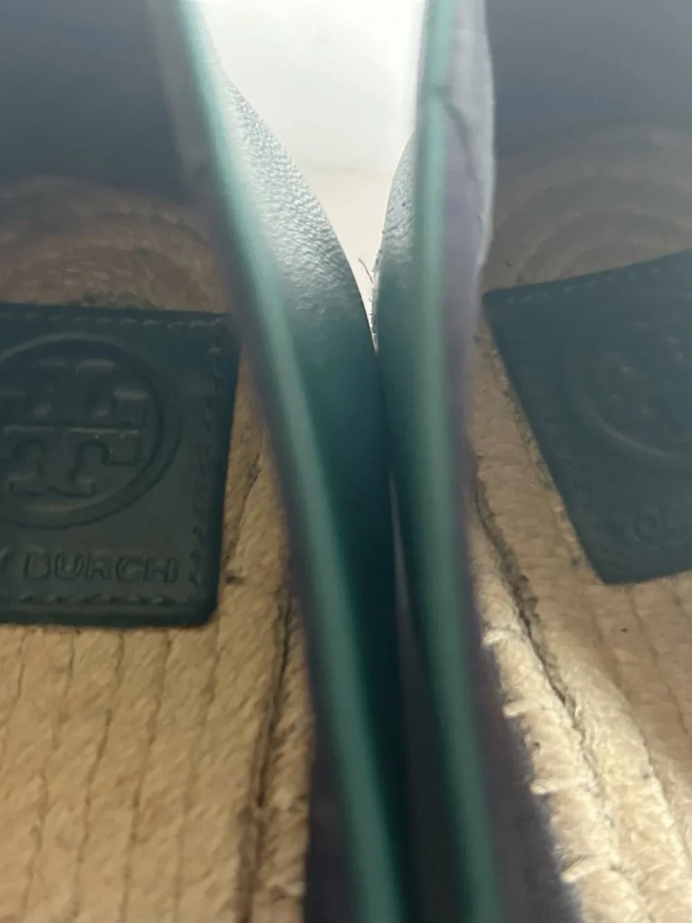 Tory Burch Navy Canvas Espadrilles with Green Logo